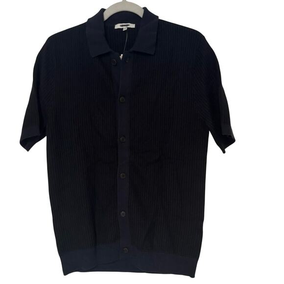 NWT Madewell Tuck-Stitch Button-Up Sweater Polo Navy Black Size XS - Picture 4 of 7